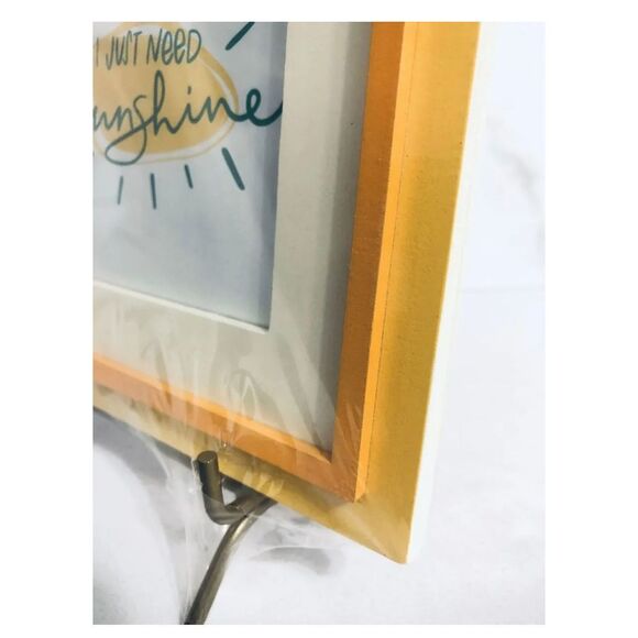 Farmhouse Print Framed Art Yellow 8x8 Picture Stand I Just Need Sunshine Coastal - Picture 3 of 4